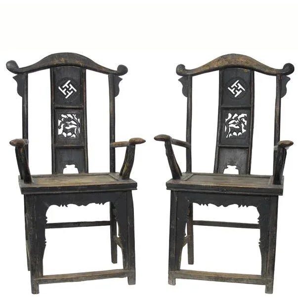 Antique Chinese Armchair With Carved Backs - a Pair For Sale - Image 10 of 10