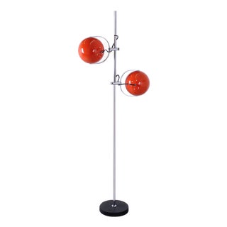 Adjustable Orange Double Eyeball Globe Floor Lamp from Herda, 1970s For Sale
