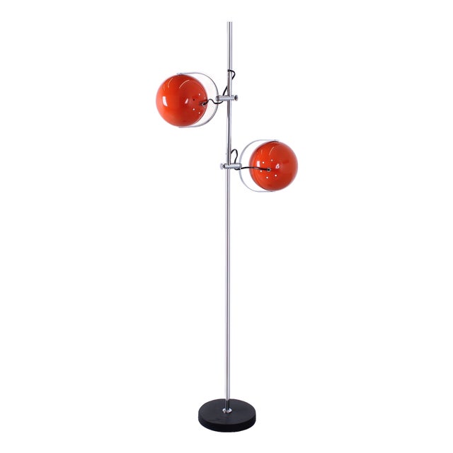 Adjustable Orange Double Eyeball Globe Floor Lamp from Herda, 1970s For Sale