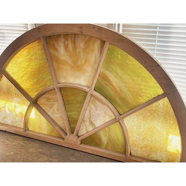 Antique 1920s Slag Glass Stained Glass Transom Window Architectural Salvage For Sale - Image 9 of 9