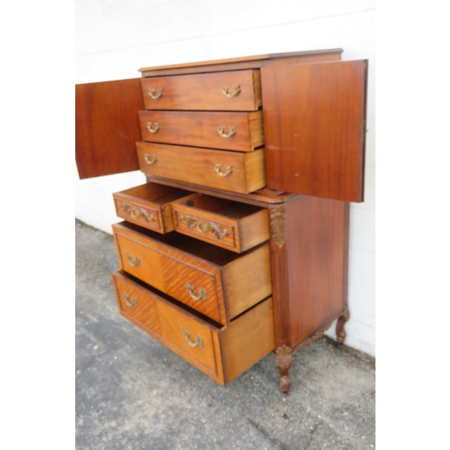 Early 20th Century French Early 1900s Johnson Furniture Carved Inlay Tall Chest of Drawers For Sale - Image 5 of 18