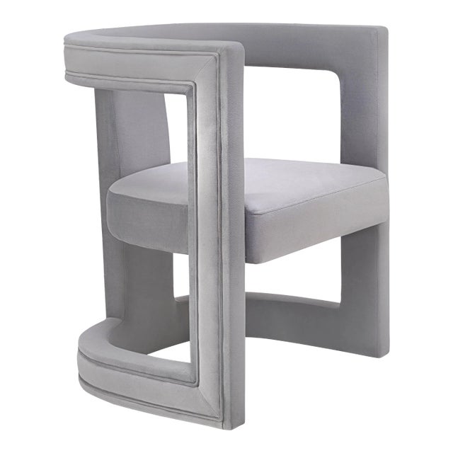 Ada Grey Velvet Chair For Sale