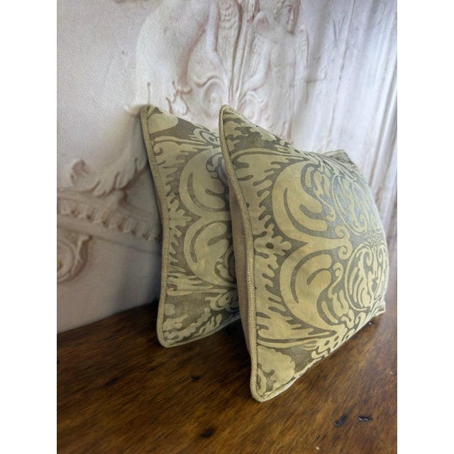 Textile Italian Fortuny Damask Pillows, Couture Textile Art, Custom Made, New For Sale - Image 7 of 8