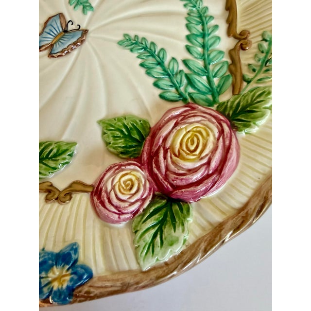 Hollywood Regency 1990's Fitz and Floyd Floral Ribbon Motif Trompe l'Oeil Decorative Plate For Sale - Image 3 of 9