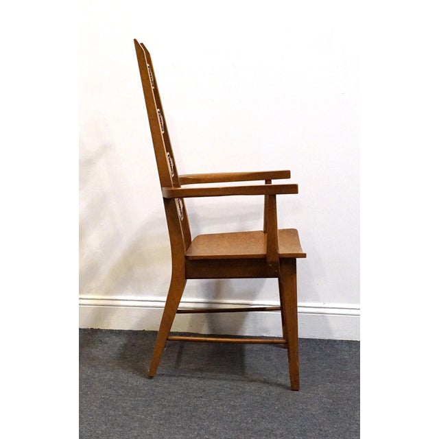 Late 20th Century Unique Furniture Solid Oak Southwestern Mediterranean Ladderback Dining Arm Chair 5530 – American Fiesta Finish For Sale - Image 5 of 10