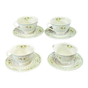 Vintage Royal Doulton Provencal Translucent Cups and Saucers Set of 4