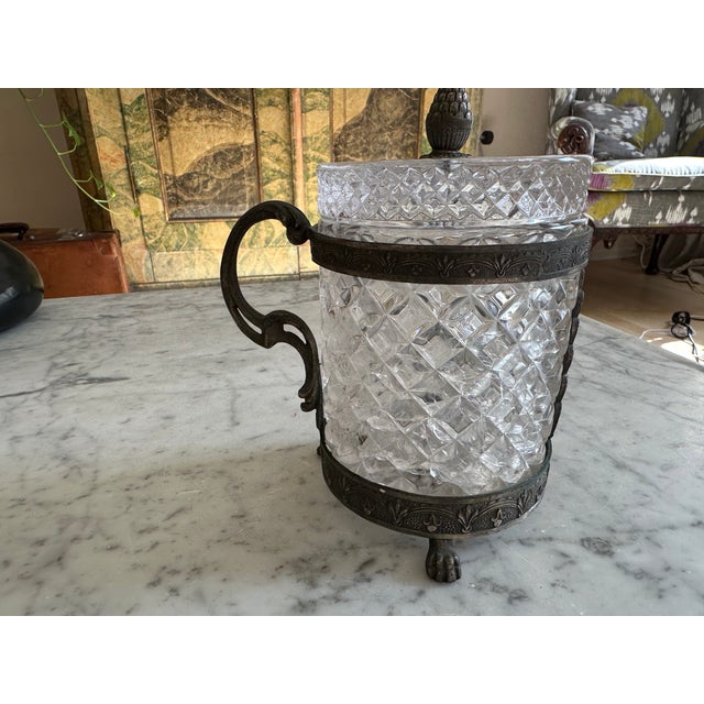Italian Art Nouveau Rock Crystal Jar with Lid Faceted Cut and Ornamental Mount, 1890s For Sale - Image 6 of 18