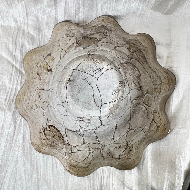 Glass Late 20th Century Jozefina Krosno Sculptural Art Glass Bowl – Hand-Blown Polish Studio Glass in Maroon & Champagne, Organic Modern Object For Sale - Image 7 of 8