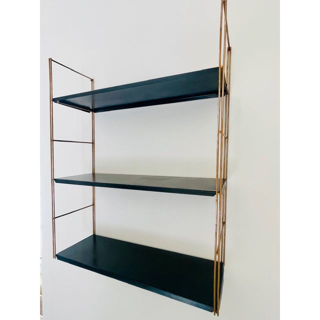 Mid-Century Modern Adjustable Brass and Metal Wall-Mounted Shelf, 1960s For Sale - Image 18 of 18
