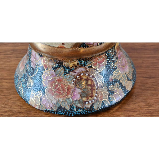 Vintage Royal Satsuma Hand-Painted Porcelain Urn Vase With Moriage & Gilt Handles For Sale - Image 17 of 17