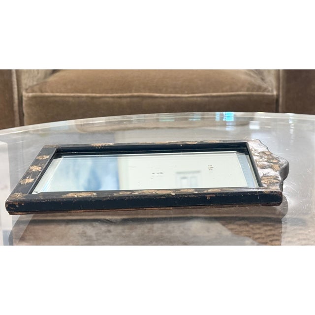 Antique English Chinoiserie Black Japanned Dressing Table Mirror / Table Top Easel Mirror For Sale - Image 14 of 18