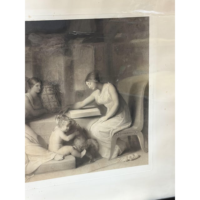 Large 19th century engraving depicting the painting "Cornelia, Mother of the Gracchi" by the neoclassical painter Angelica...