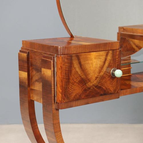 Art Deco Dressing Table Veneered in Walnut Pedule For Sale - Image 4 of 12