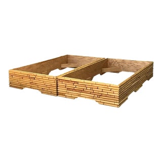 Vintage Stacked Rattan King Bed Base - Pair For Sale
