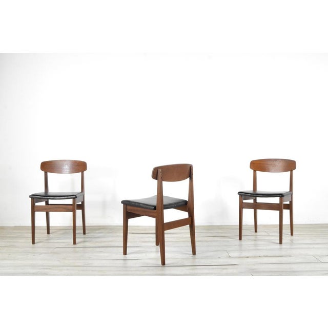 Teak and Leatherette Chairs, 1960s, Set of 4 For Sale - Image 6 of 9
