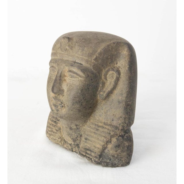 Stone Egyptian Black Stone Pharaoh Bust Statue, 19th Century For Sale - Image 7 of 10