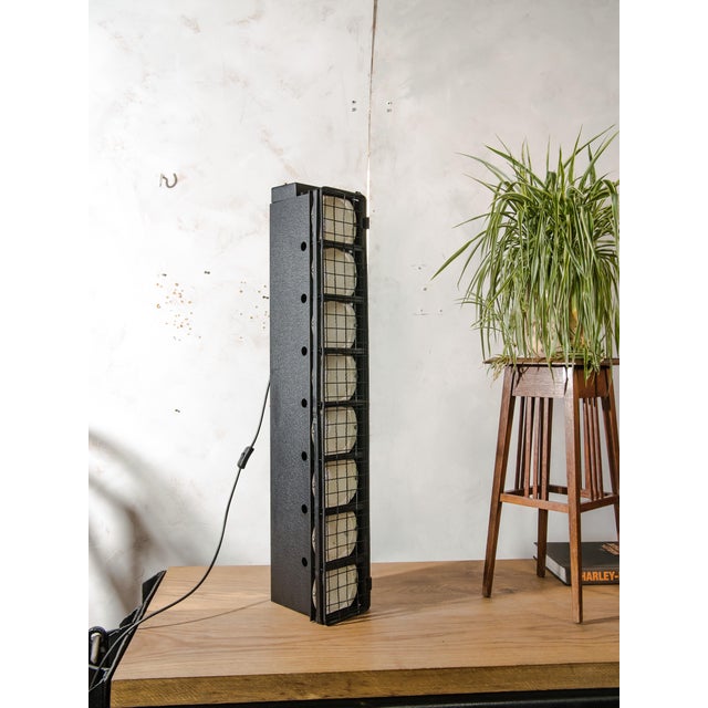 Industrial Mid-Century Black with Wire Grille Theatre Batten Light from Siemens, Germany, 1960s For Sale - Image 3 of 15
