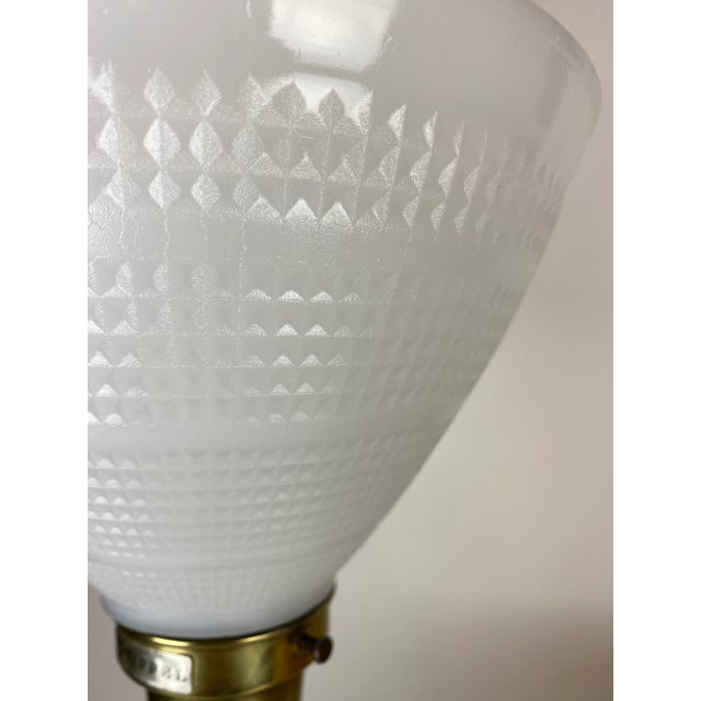 Metal 1950's Stiffel by Edwin Cole Chinoiserie Ceramic & Brass Dragon Foo Dog Table Lamp For Sale - Image 7 of 13