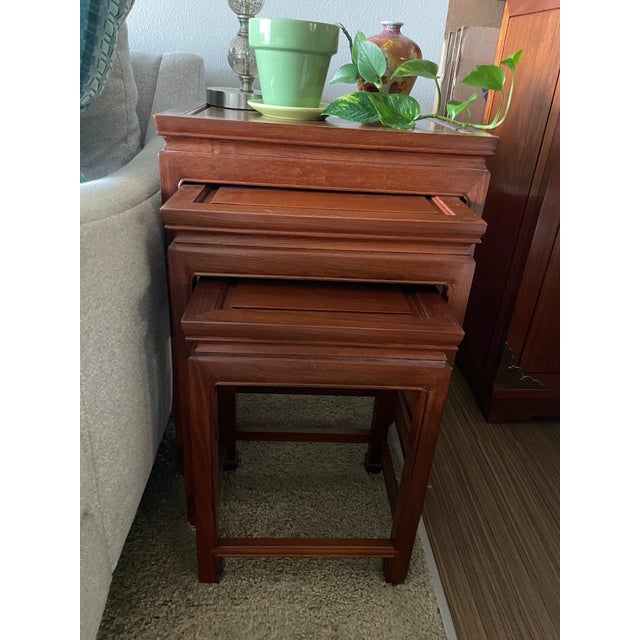 1960s 1960s Vintage Asian Rosewood Nesting Tables - Ming Style For Sale - Image 5 of 8
