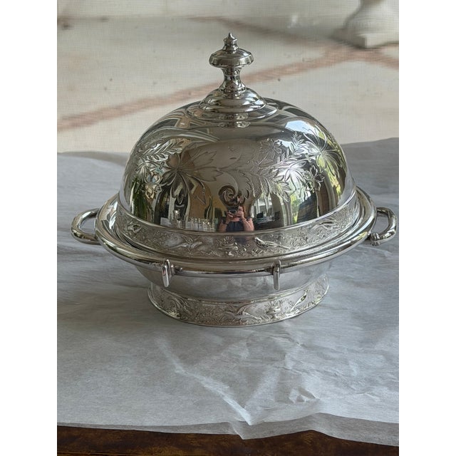 Late 19th Century Antique Rogers Smith & Co. Silver Plate Ice-Cooled Butter Server With Dome, No. 4946, C. 1900 For Sale - Image 5 of 8
