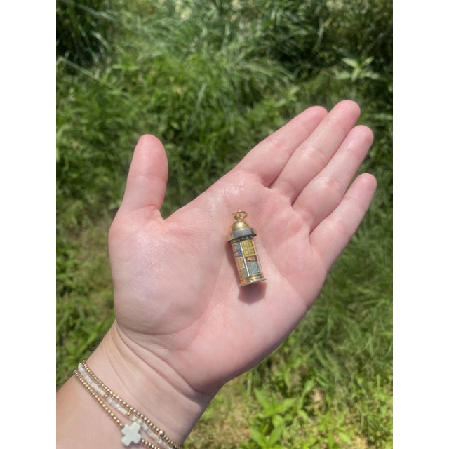 1970s French News Kiosk Charm, French Enamel Charm, News Kiosk Charm, French Gold For Sale In Greensboro - Image 6 of 6