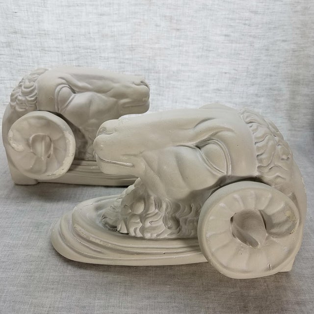 French Ram Head Wall Sculpture A Pair Chairish