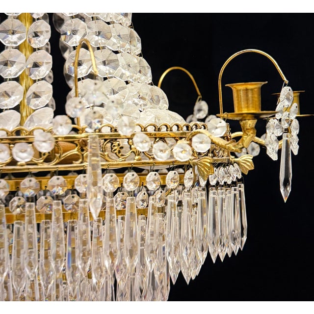 Gustavian Crystal Chandelier, 1900s For Sale - Image 4 of 8
