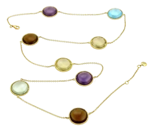 Roberto Coin IPANEMA Multicolor Gemstone 18k Yellow Gold Long Necklace 32.5"