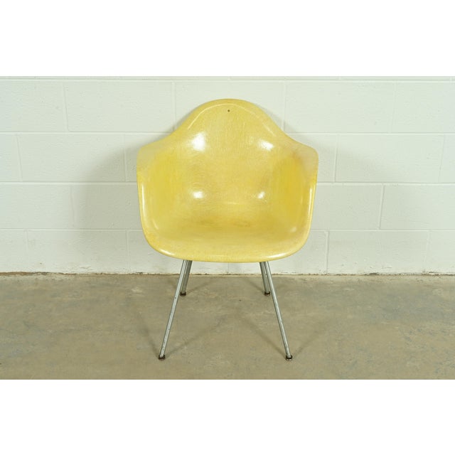 Mid-Century Modern Charles Eames for Herman Miller Mid-Century Modern Yellow Fiberglass Arm Chair, Circa 1950s For Sale - Image 3 of 11