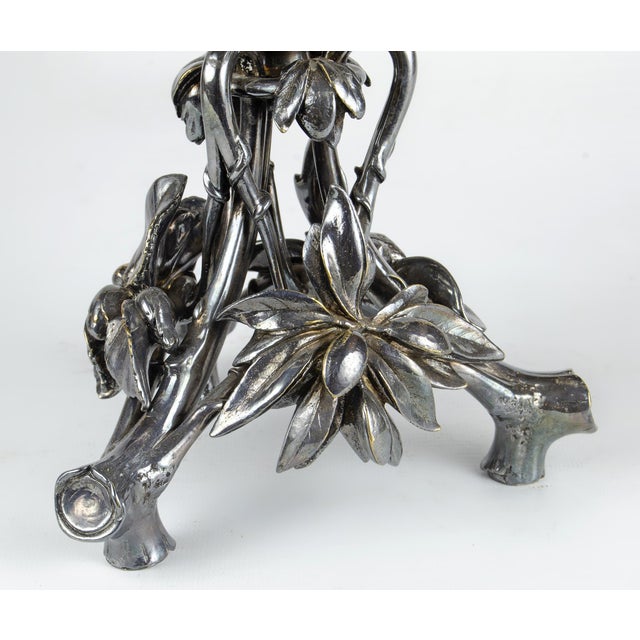 Late 19th Century Silvered Epergnes With Cut Glass Bowls and Tops by Christofle - a Pair For Sale - Image 6 of 9