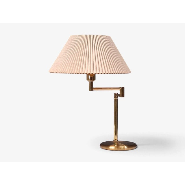 Mid-Century Modern Swedish Modern, Articulating Table Lamp, Solid Brass, Sweden, 1980s For Sale - Image 3 of 15