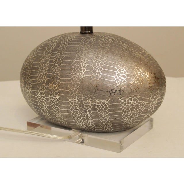 Modern Silvered Lucite Base Table Lamp For Sale - Image 10 of 13