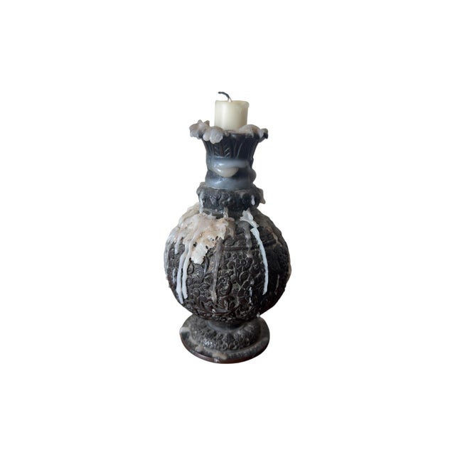 Antique Indian Cast Bronze Floral Candlestick, 1900 For Sale - Image 4 of 7