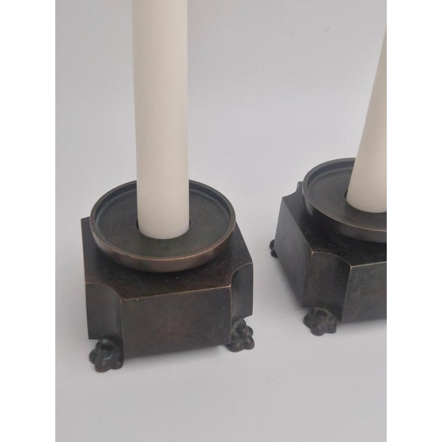 Swedish Grace Bronze Candleholders by Jacob Ängman for GAB, 1920s, Set of 2 For Sale - Image 4 of 11