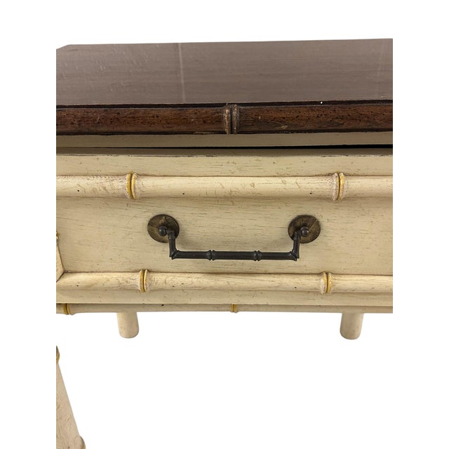 Wood American Thomasville Ivory Faux Bamboo Nightstand For Sale - Image 7 of 9