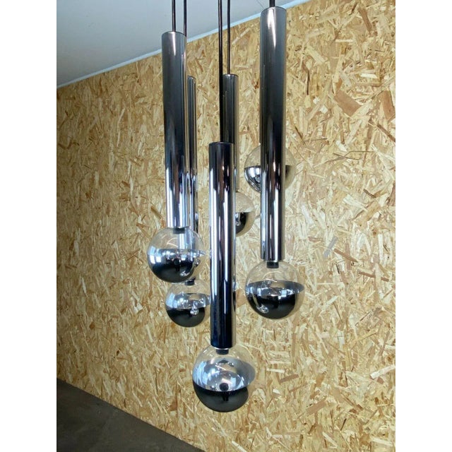 Mid-Century Modern Mid-Century Chrome 6-Light Cascading Lamp by Motoko Ishii for Staff For Sale - Image 3 of 13