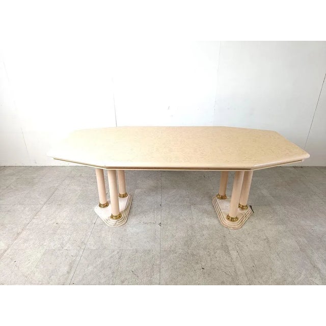 Vintage Beige Lacquered Dining Table, 1970s For Sale - Image 4 of 12