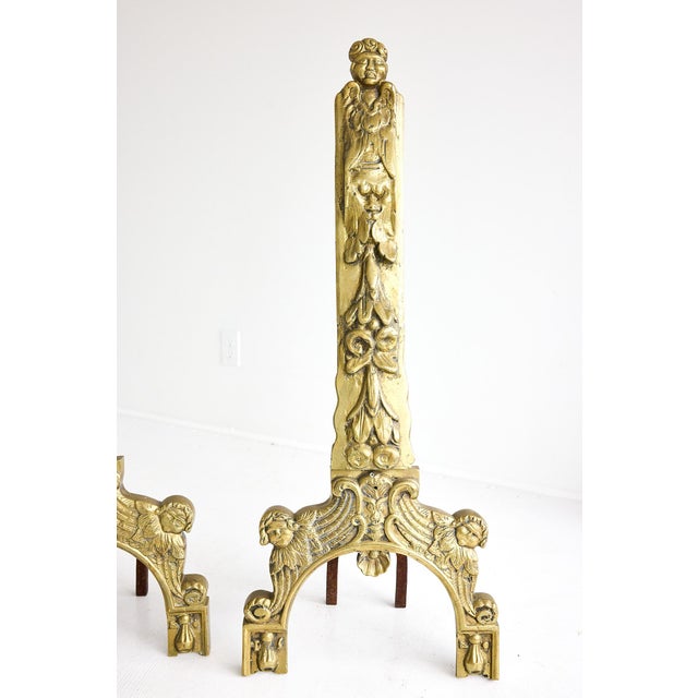 Early 19th Century French Baroque Bronze Figural Andirons For Sale - Image 12 of 14