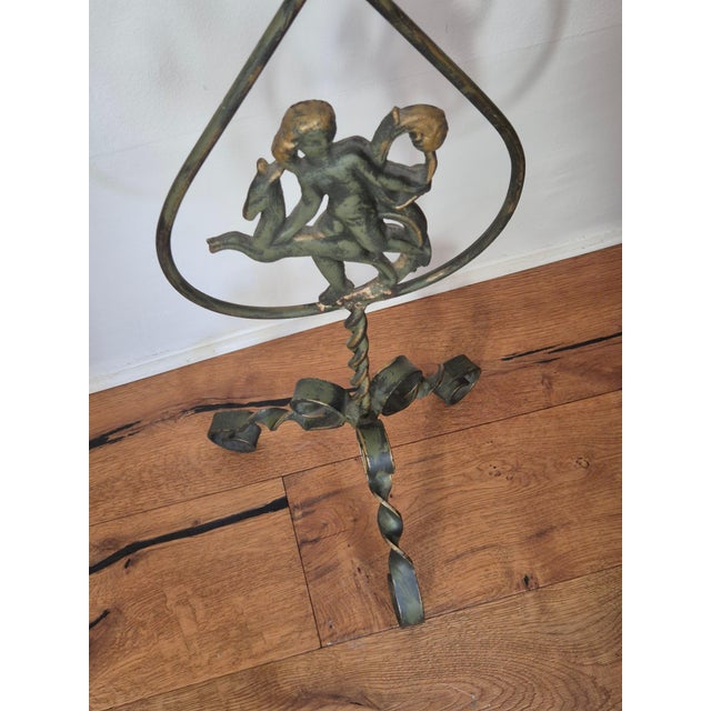 Swedish Grace Floor Candelabra in Wrought Iron with Goddess Diana, 1920s For Sale - Image 6 of 8
