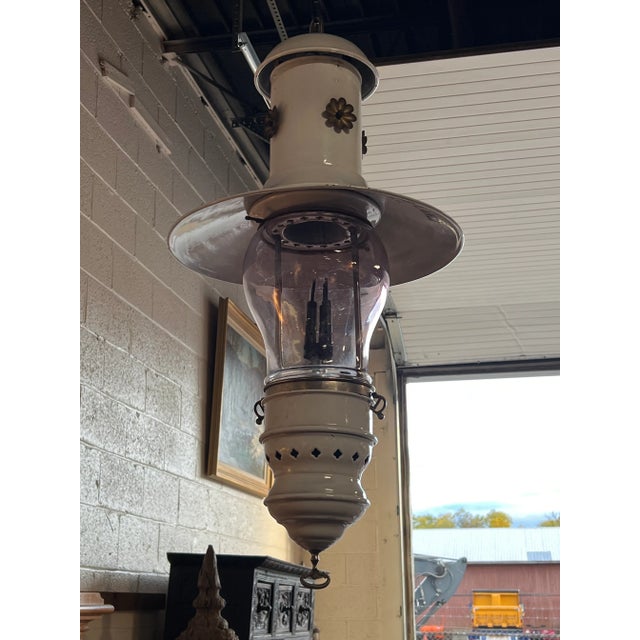 Antique French Industrial White Porcelain Gas Lamp “Systeme Tito Landi” C. 1900 For Sale - Image 4 of 9