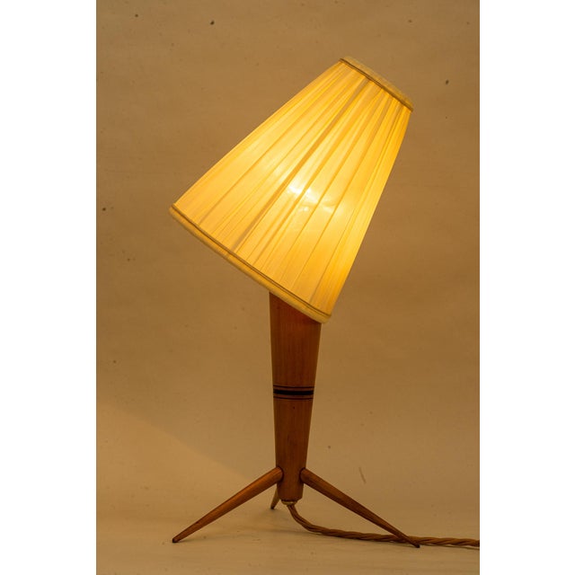 Wood Table Lamp with Fabric Shade, 1950s For Sale - Image 10 of 18