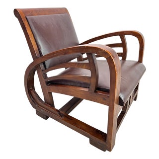 French Art Deco Lounge Chair, 1940s For Sale
