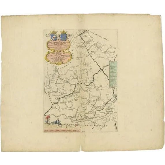 Early 18th Century Antique Map of the Hennaarderadeel Township Friesland by Halma, 1718 For Sale - Image 5 of 5