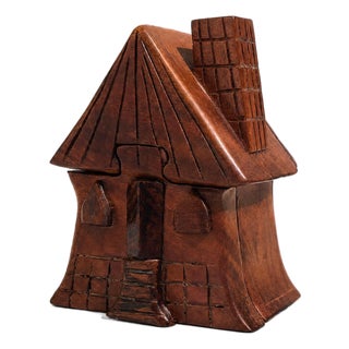 Vintage Wood House Puzzle Box For Sale