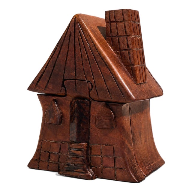 Vintage Wood House Puzzle Box For Sale