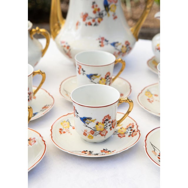 Antique Coffee Set by Malaveix and Granger for Limoges Porcelain, 1920, Set of 16 For Sale - Image 4 of 12