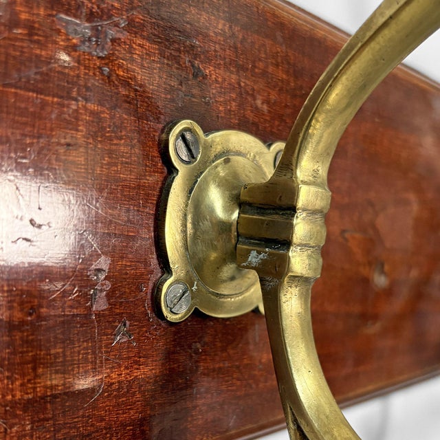 Italian Art Nouveau Wall Coat Rack in Wood and Brass, 1920s For Sale - Image 9 of 10