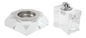 1970s Lucite Ashtray and Lighter Set - A Pair