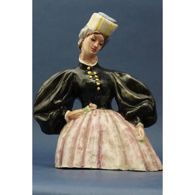 20th Century Ceramic Commoner Lady in Folk Costume from Sbordoni Rome, Italy For Sale - Image 9 of 18