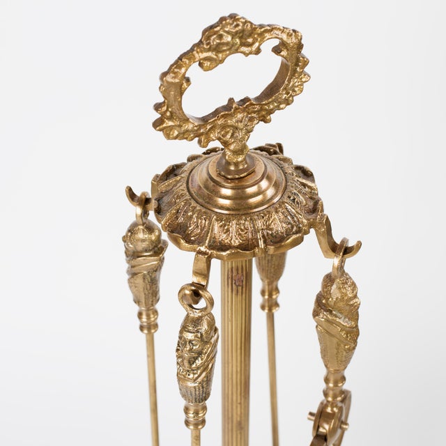 1950s Spanish Revival Brass Don Quixote Fireplace Tools Set - 5 Pieces For Sale - Image 6 of 7